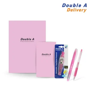Double A ชุดเครื่องเขียน Back to school Set สีชมพู (Set เล็ก)