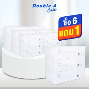 เซต (6 แถม 1) Double A Care เพียว & พรีเมียมทิชชู หนา 3 ชั้น แบบกล่อง