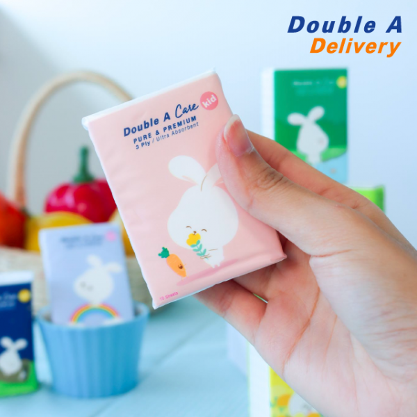 Double A Care เพียว & พรีเมียมทิชชู หนา 3 ชั้น แบบมินิพ็อกเกต ลาย Cotton Rabbit 10 แผ่น/ชิ้น คละลาย (แพ็ก 12 ชิ้น) - Image 2