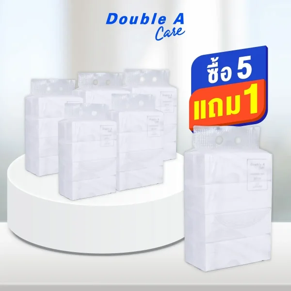 เซต (5 แถม 1) Double A Care เพียว & พรีเมียมทิชชู หนา 3 ชั้น ซอฟท์แพ็ก Soft PACK