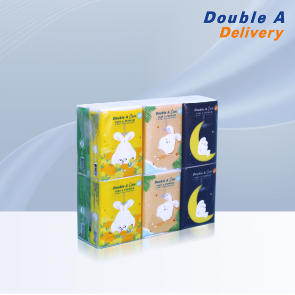 Double A Care เพียว & พรีเมียมทิชชู หนา 3 ชั้น แบบมินิพ็อกเกต ลาย Cotton Rabbit 10 แผ่น/ชิ้น คละลาย (แพ็ก 12 ชิ้น) - Image 3