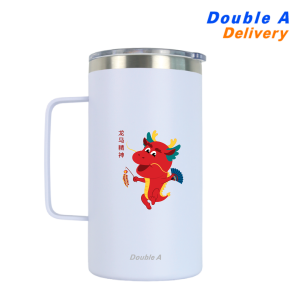 แก้วเก็บอุณหภูมิ ลาย Sun Sun Lucky dragon ขนาด 24 ออนซ์ (สีขาว)