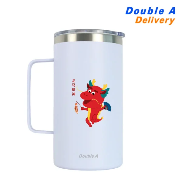 แก้วเก็บอุณหภูมิ ลาย Sun Sun Lucky dragon ขนาด 24 ออนซ์ (สีขาว)