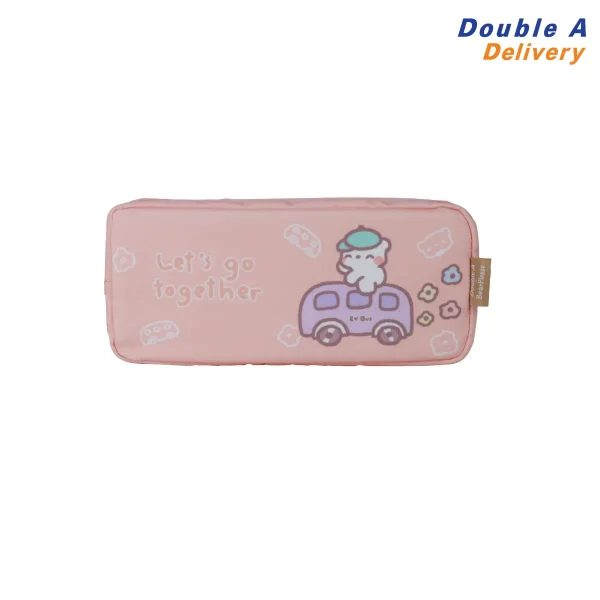 กระเป๋าดินสอ 10x5x22 cm. ลาย Bear Please สีชมพู