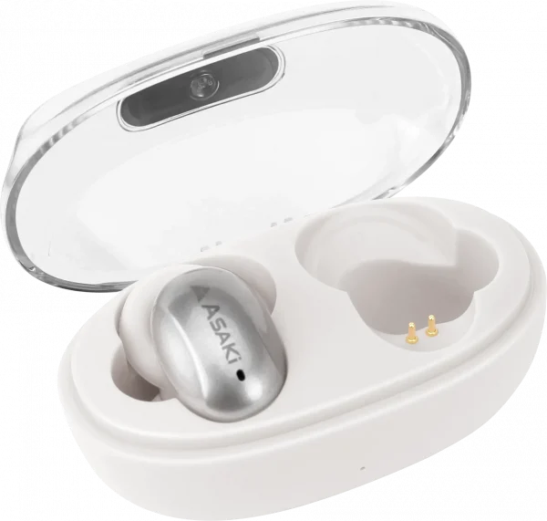 Asaki หูฟังบลูทูธพร้อมกล่องชาร์จ AK-Buds Pro สีขาว - Image 3