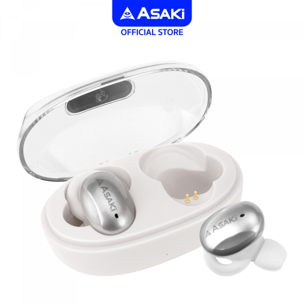 Asaki หูฟังบลูทูธพร้อมกล่องชาร์จ AK-Buds Pro สีขาว