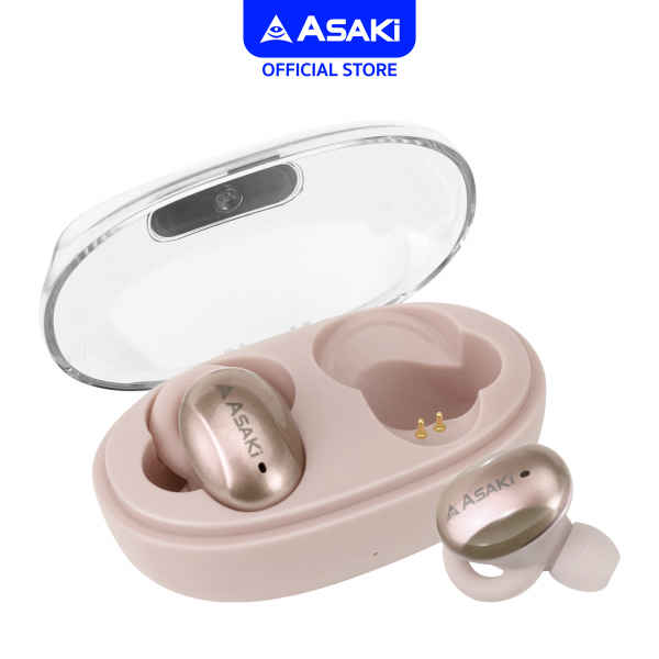 Asaki หูฟังบลูทูธพร้อมกล่องชาร์จ AK-Buds Pro สีโรสโกลด์