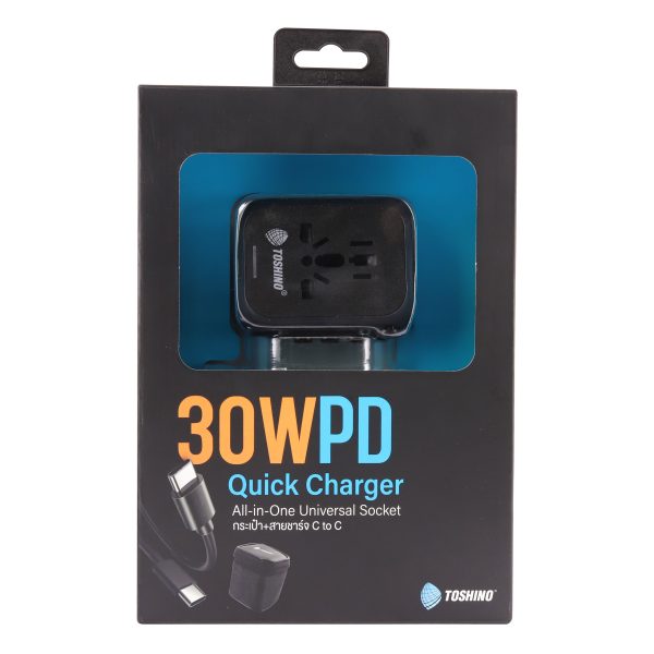 Toshino ปลั๊กแปลงขาชาร์จเร็ว 30W DE-30WPD แถมฟรี กระเป๋าใส่พกพา + สายชาร์จ C To C - Image 4