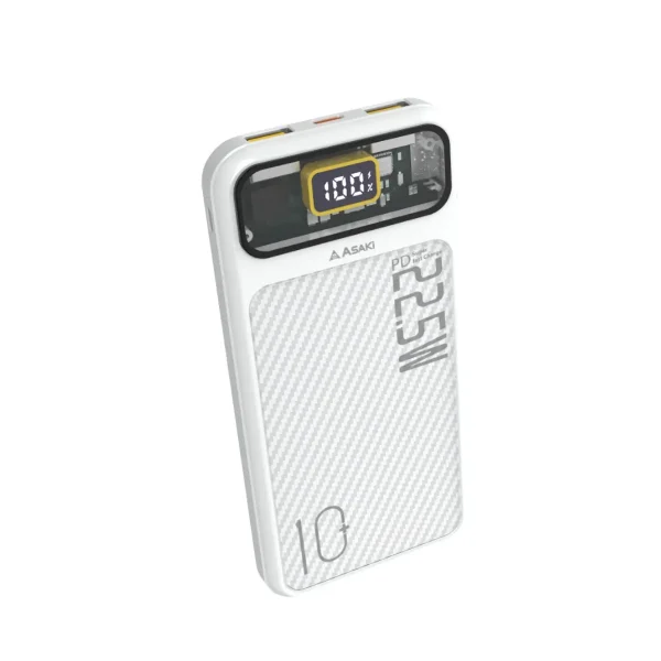 Asaki Power Bank 10000 mAh มี มอก. พาวเวอร์แบงค์ เเบตเตอรี่สำรอง ชาร์จเร็ว 22.5W จอ LED รุ่น A-B3566F-สีขาว
