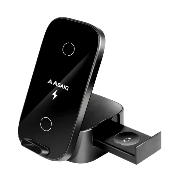 Asaki แท่นชาร์จแบบไร้สาย Wireless Charger Stand 3in1 ชาร์จมือถือ/สมาร์ทวอช/หูฟังทรูไวเลท พร้อมกันได้ รุ่น A-3251 - Image 4