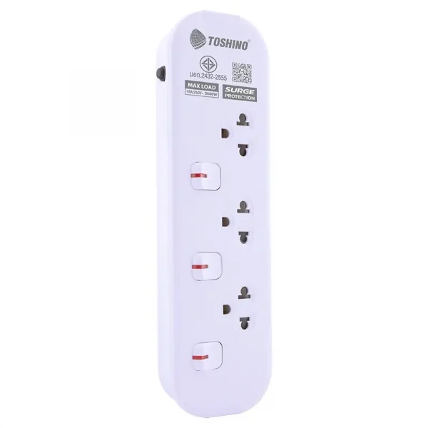 Toshino รางปลั๊กไฟ 3 ช่อง 3 สวิตช์ 1.5 เมตร 16A/3600W รุ่น JT3-1.5M - Image 4