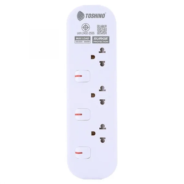 Toshino รางปลั๊กไฟ 3 ช่อง 3 สวิตช์ 1.5 เมตร 16A/3600W รุ่น JT3-1.5M - Image 2