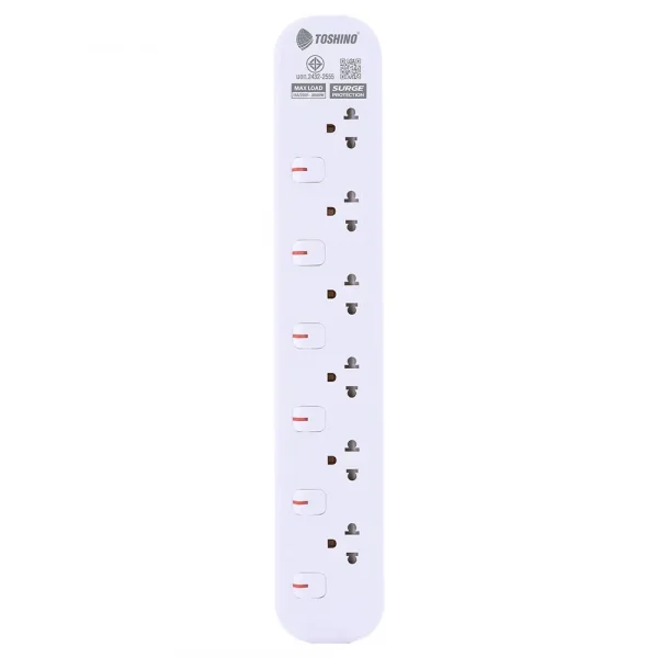 Toshino รางปลั๊กไฟ 6 ช่อง 6 สวิตช์ 3 เมตร 16A/3600W รุ่น JT6-3M - Image 4