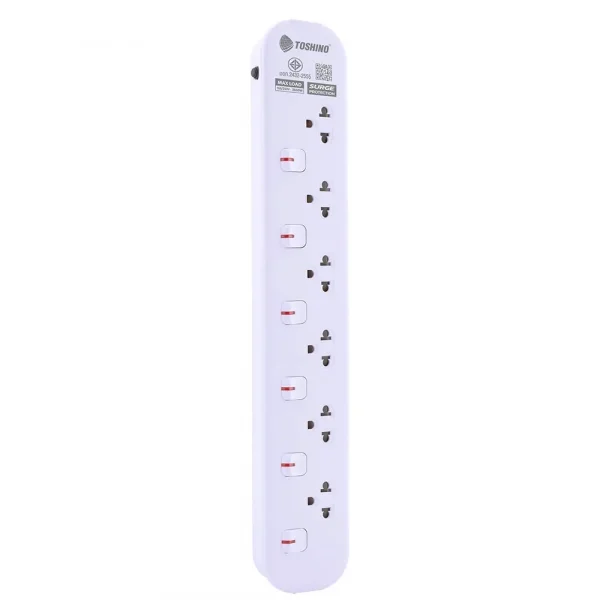 Toshino รางปลั๊กไฟ 6 ช่อง 6 สวิตช์ 3 เมตร 16A/3600W รุ่น JT6-3M - Image 2