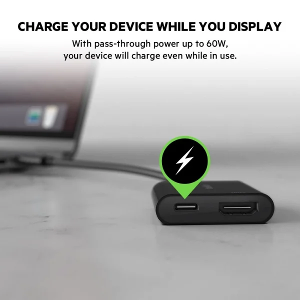 Belkin AVC002 อะแดปเตอร์แปลงสัญญาณภาพและเสียง USB-C to HDMI (4K @60Hz) มีพอร์ต USB-C รองรับการชาร์จสูงสุด 60 วัตต์ - Image 7