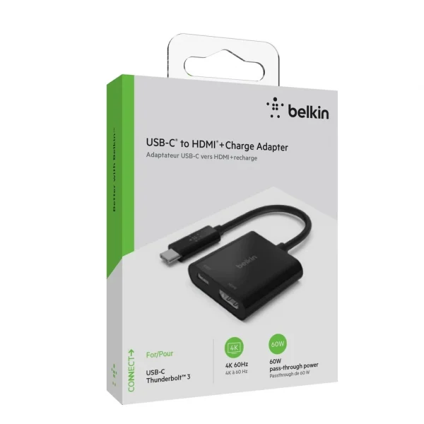 Belkin AVC002 อะแดปเตอร์แปลงสัญญาณภาพและเสียง USB-C to HDMI (4K @60Hz) มีพอร์ต USB-C รองรับการชาร์จสูงสุด 60 วัตต์ - Image 8