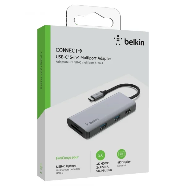Belkin AVC007 ฮับมัลติพอร์ต CONNECT Hub USB-C3.1 5-in-1 Multiport Hub สำหรับ Windows MAC - Image 4