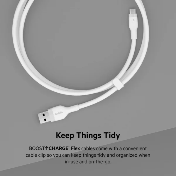 Belkin CAB008 สายชาร์จ USB-C ได้รับกาารรับรอง USB-IF ทนมากเพิ่มขึ้น 25 เท่า* รองรับกำลังไฟสูงสุด 60 วัตต์*aff -สีขาว - Image 3