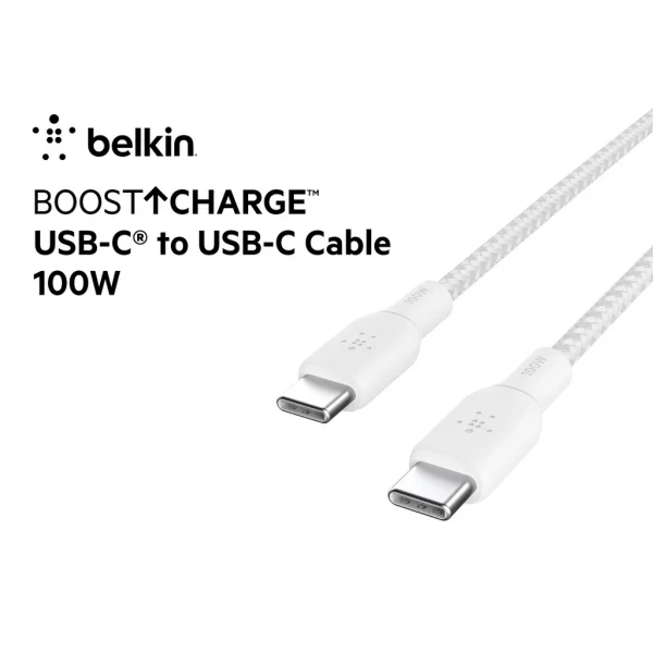 Belkin CAB014 สายชาร์จ USB-C ได้รับการรับรอง USB-C IF รุ่นพิเศษรองรับกำลังไฟสูงสุด 100 วัตต์ ชาร์จโน้ตบุ๊คและสมาร์ทโฟน-2 เมตร สีขาว - Image 4