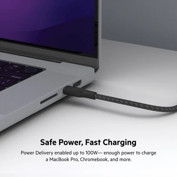 Belkin CAB014 สายชาร์จ USB-C ได้รับการรับรอง USB-C IF รุ่นพิเศษรองรับกำลังไฟสูงสุด 100 วัตต์ ชาร์จโน้ตบุ๊คและสมาร์ทโฟน -3 เมตร สีดำ - Image 2