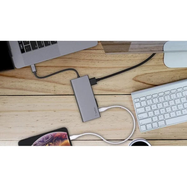 Belkin F4U092 ฮับ USB-C 6-in-1 สำหรับ Macbook, iPad Pro และคอมพิวเตอร์รุ่นที่มีพอร์ต USB-C ให้สัญญาณภาพ 4K @30Hz - Image 7