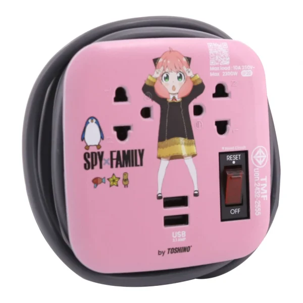 Toshino ปลั๊ก 2 ช่อง + 2USB 1 สวิตช์ 1.80 ม.(10A/2300W) Anya รุ่น XP-1.8M SPXA - Image 4