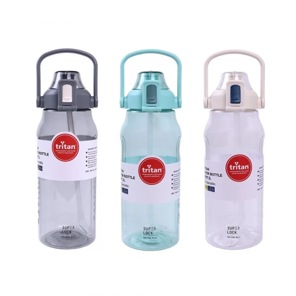 Super Lock ขวดน้ำพกพา ไทรทันขนาด 1.8 ลิตร พร้อมหลอด รุ่น 6927 ขวดน้ำเพื่อสุขภาพ Water Bottle สีขาว - Image 2