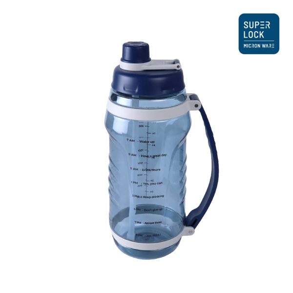 Super Lock ขวดน้ำพกพา บอกเวลาดื่มและปริมาณน้ำ 3 ลิตร พร้อมหลอด รุ่น 6923 สีฟ้า กระบอกน้ำบอกเวลา ขวดน้ำเพื่อสุขภาพ