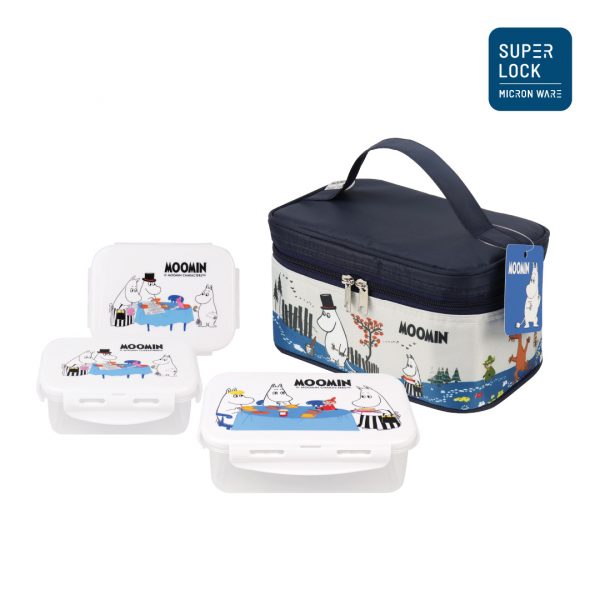 Super Lock กล่องถนอมอาหารพร้อมกระเป๋า ลายลิขสิทธิ์แท้มูมิน Moomin รุ่น 6115-AAA รวม 6 ชิ้น (3 กล่อง)