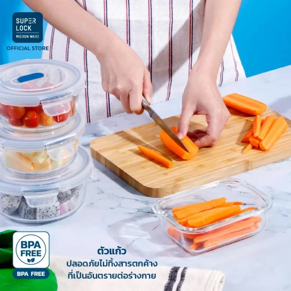 Super Lock ชุดกล่องแก้วถนอมอาหาร 12 กล่อง รุ่น 6412-S24 ชุดกล่องข้าว BPA-Free เข้าไมโครเวฟได้ เข้าเตาอบ - Image 5
