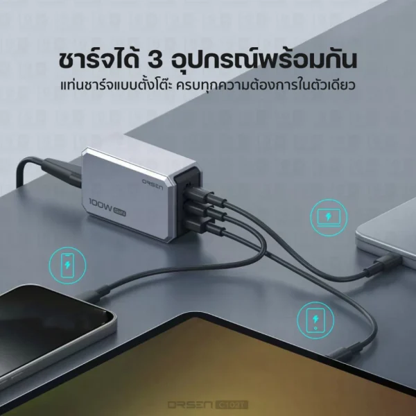 Eloop C102T GaN Charger 100W หัวชาร์จ PD QC PPS Type C ชาร์จเร็ว adapter notebook มอก. - Image 7