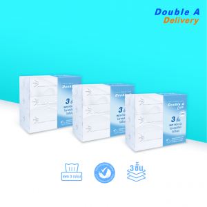[3แพ็ก] Double A Care เพียว & พรีเมียมทิชชู หนา 3 ชั้น แบบกล่อง 90 แผ่น/กล่อง ( แพ็ค 3 กล่อง)