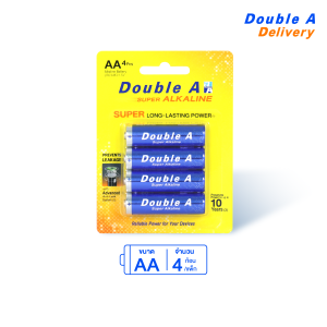 [1 แพ็ก] ถ่านอัลคาไลน์ ดั๊บเบิ้ล เอ ขนาด1.5V AA แพ็ค 4 ก้อน