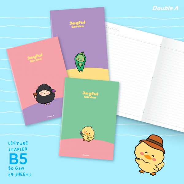 [12 เล่ม] ดั๊บเบิ้ล เอ สมุดมุงหลังคา B5 80 แกรม 24แผ่น ลาย Joyful Garfen - Image 2