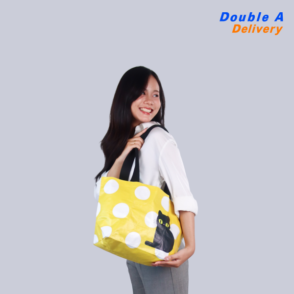 กระเป๋า Shopping Baan maew ลายจุดสีเหลืองแมวโกญจา - Image 4