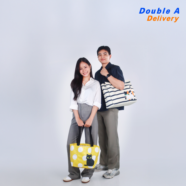 กระเป๋า Shopping Baan maew ลายจุดสีเหลืองแมวโกญจา - Image 3