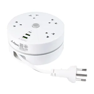 Asaki Power Strip ปลั๊กไฟตลับม้วน 3 เมตร ช่องชาร์จ 4 ช่อง มี มอก. รุ่น AK-PL49-4U3-สีเทา