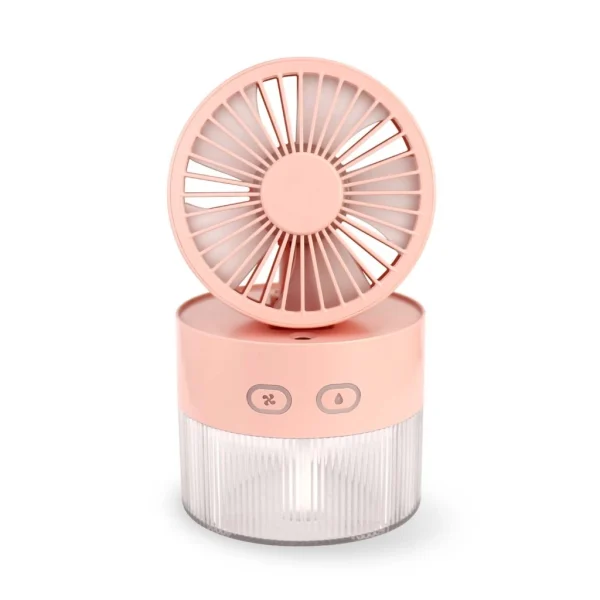 Asaki พัดลมไอนํ้าพกพา พ่นอโรม่า humidifier แรงลม 3 ระดับ มีไฟ LED สร้างบรรยากาศ รุ่น AK-FN43-สีชมพู