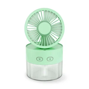 Asaki พัดลมไอนํ้าพกพา พ่นอโรม่า humidifier แรงลม 3 ระดับ มีไฟ LED สร้างบรรยากาศ รุ่น AK-FN43-สีเขียว