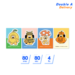 [4 เล่ม] Double A กระดาษโน้ตไดคัท พิมพ์ลายการ์ตูน ขนาดเนื้อใน 70x100mm 80แกรม 80แผ่น ลาย OHIGE no PON