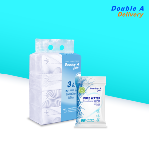 เซต [ทิชชูซอฟท์แพ็ก 1 แพ็ก + ทิชชูเปียก ชาขาว 1 ชิ้น] Double A Care
