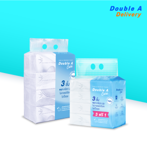 เซต [ทิชชูซอฟท์แพ็ก 1 แพ็ก + ทิชชู Travel Logo 1 แพ็ก] Double A Care