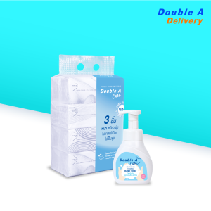 เซต [ทิชชูซอฟท์แพ็ก 1 แพ็ก + สบู่โฟม 250ml. 1 ขวด] Double A Care