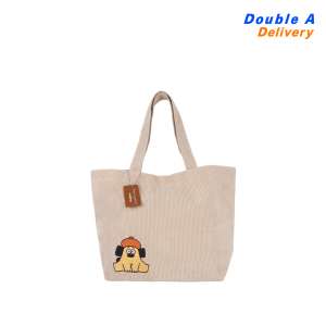 Double A กระเป๋า Tote ลาย OHIGE no PON สีครีม