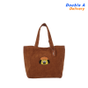 Double A กระเป๋า Tote ลาย OHIGE no PON สีน้ำตาล