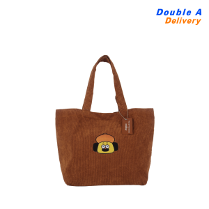 Double A กระเป๋า Tote ลาย OHIGE no PON สีน้ำตาล