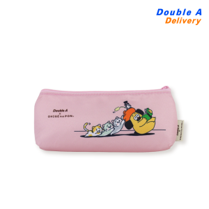 Double A กระเป๋าเครื่องเขียน ลาย OHIGE no PON สีชมพู