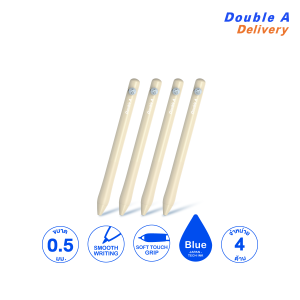[4 ด้าม] ปากกาเจล ดั๊บเบิ้ล เอ 0.5 มม. รุ่น Mood-dee สีเหลืองพาสเทล หมึกน้ำเงิน