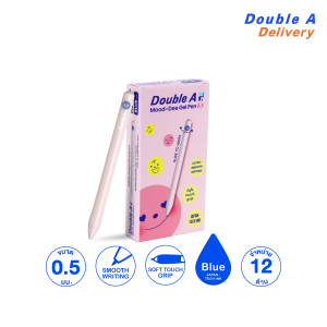[12 ด้าม] ปากกาเจล ดั๊บเบิ้ล เอ 0.5 มม. รุ่น Mood-dee สีชมพูพาสเทล หมึกน้ำเงิน