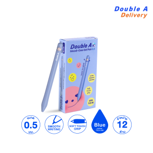 [12 ด้าม] ปากกาเจล ดั๊บเบิ้ล เอ 0.5 มม. รุ่น Mood-dee สีม่วงพาสเทล หมึกน้ำเงิน